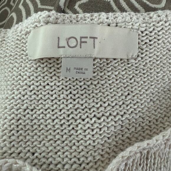 LOFT Womans Spring Color Striped Sweater sz MED Cotton/poly Crewneck - Picture 5 of 6